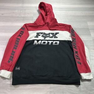 Fox Racing Hoodie Mens XL Red Black Moto Graphic Pullover Fleece Sweatshirt